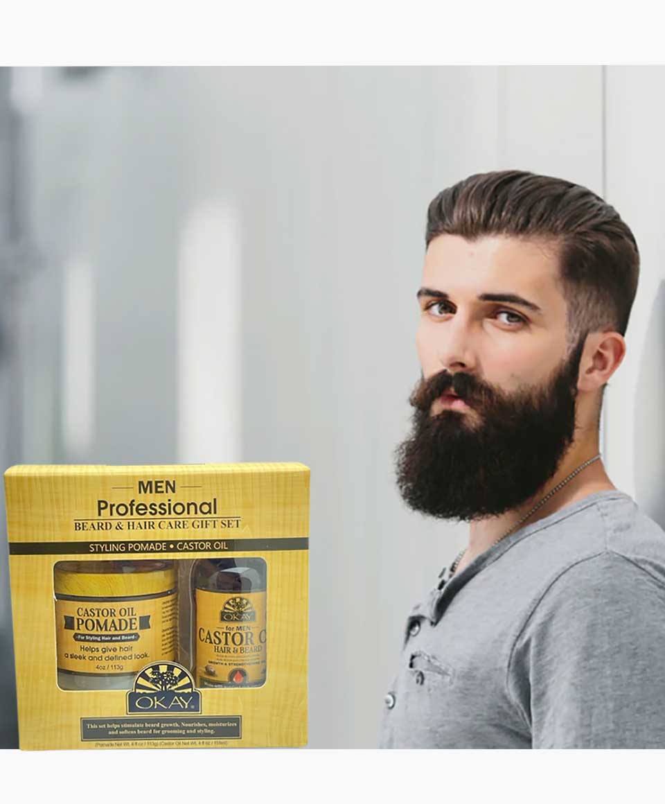 Okay Men Professional Beard And Hair Care Gift Set