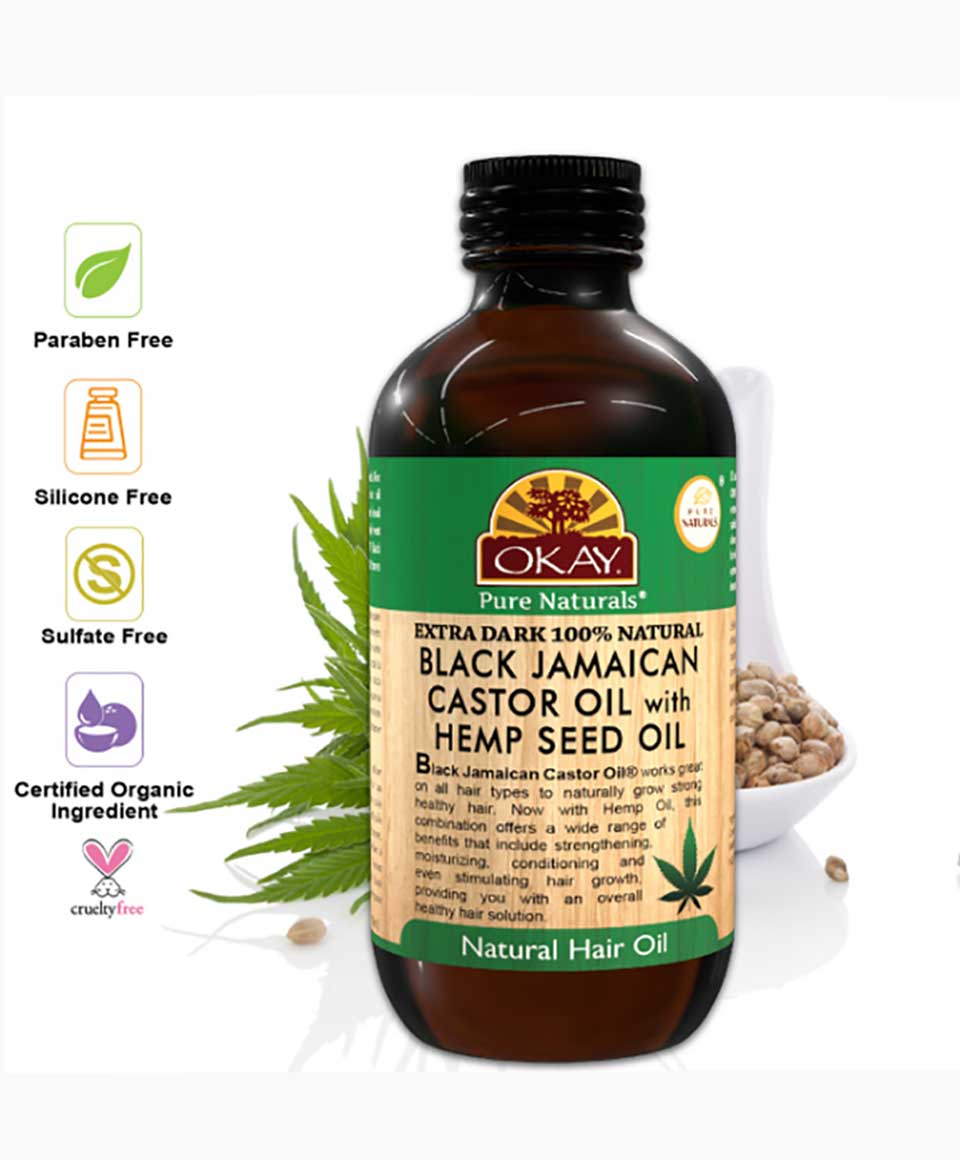 Okay Extra Dark Black Jamaican Castor Oil With Hemp Seed Oil