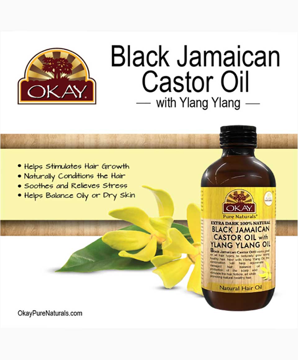 Okay Extra Dark Black Jamaican Castor Oil With Ylang Ylang Oil