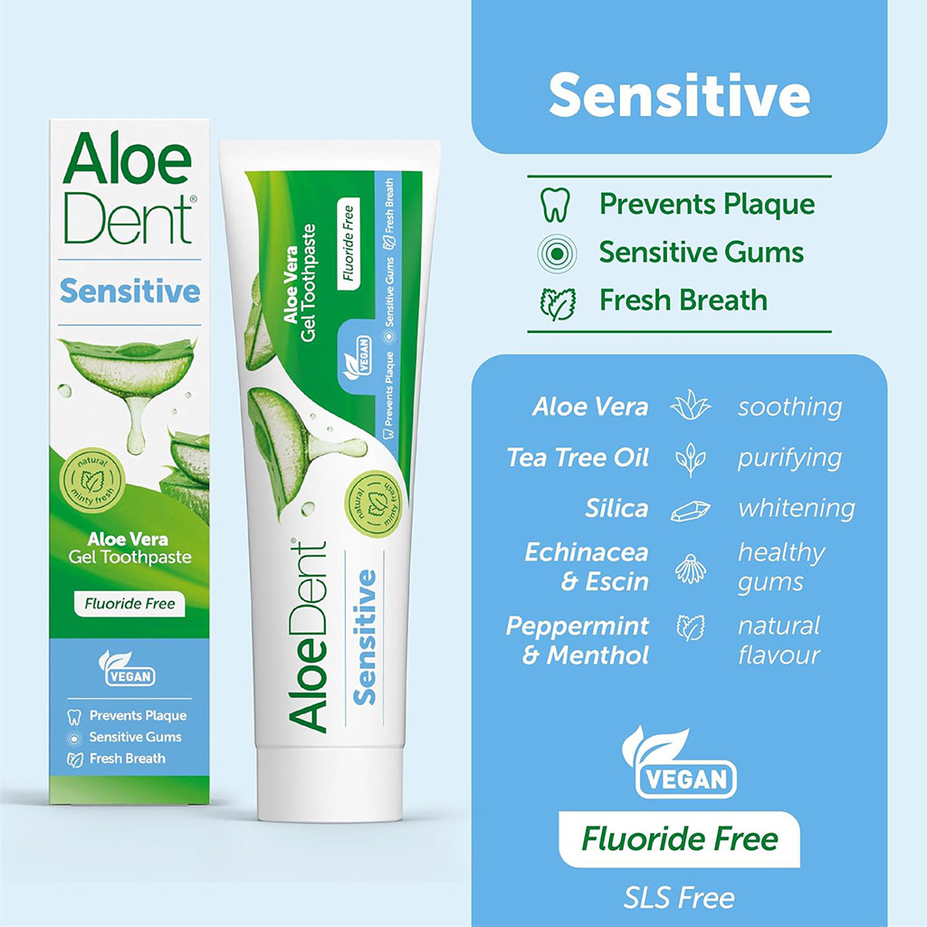 Aloedent Sensitive Aloe Vera Fluoride Free Toothpaste