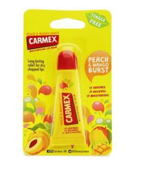 Carmex Moisturising Lip Balm Tube Peach And Mango Burst