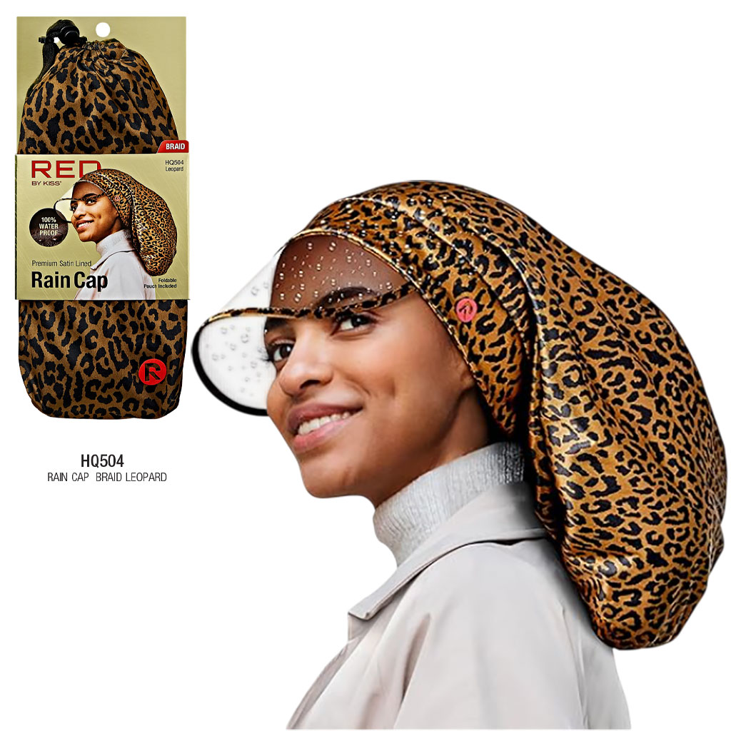 Premium Satin Lined Braid Rain Cap HQ504 Leopard