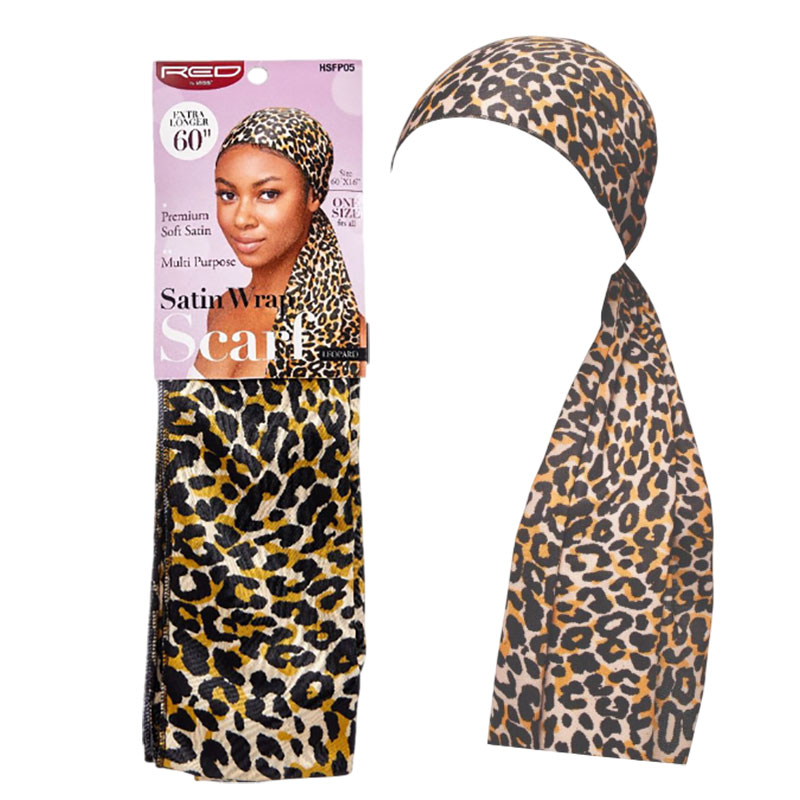 Red By Kiss Multi Purpose Satin Wrap Scarf Leopard HSFP05