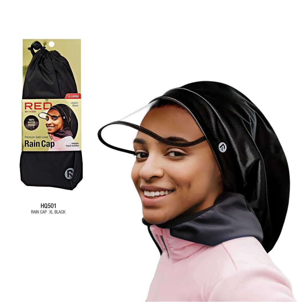 Premium Satin Lined Braid Rain Cap HQ503 Black