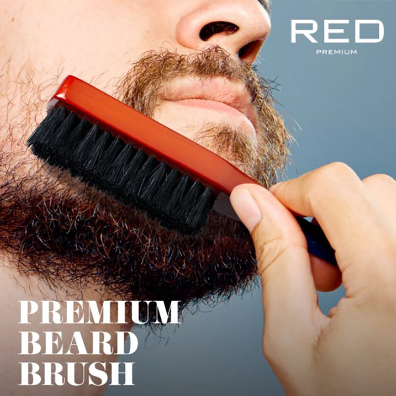 Red Premium Beard Brush BR202 Medium Soft