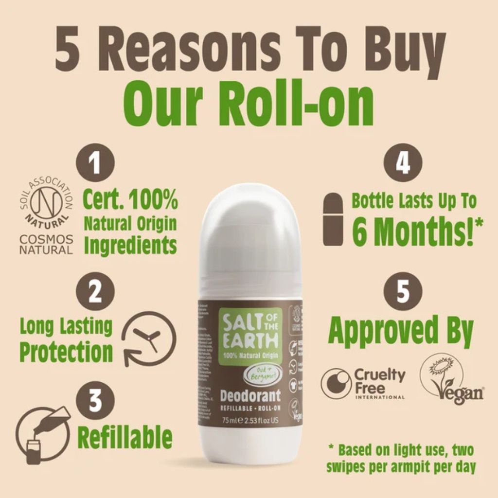Natural Deodorant Roll On Oud And Bergamot