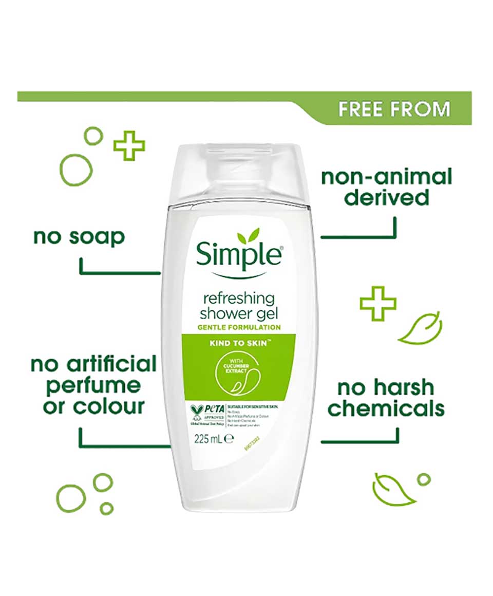 Simple Kind To Skin Refreshing Shower Gel With Cucumber Extract