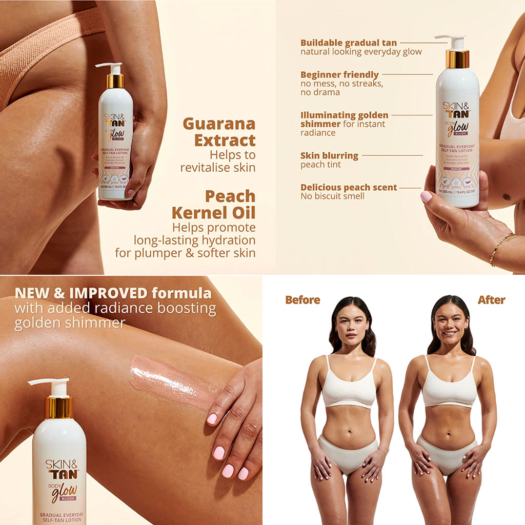 Skinny Tan Body Glow Blush Gradual Everyday Self Tan Lotion