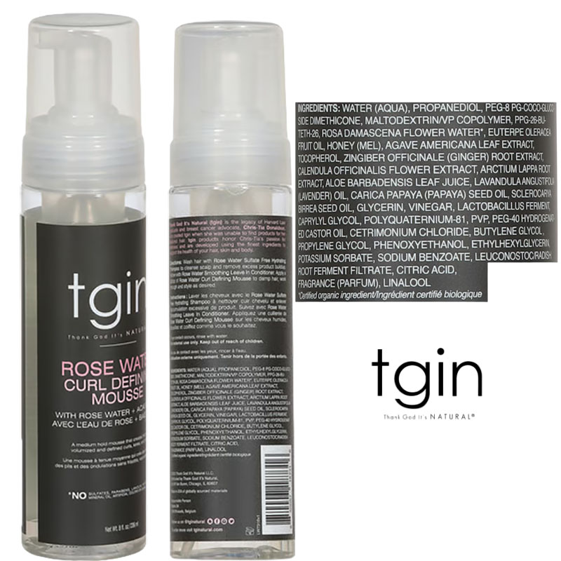 Tgin Rose Water Curl Defining Mousse