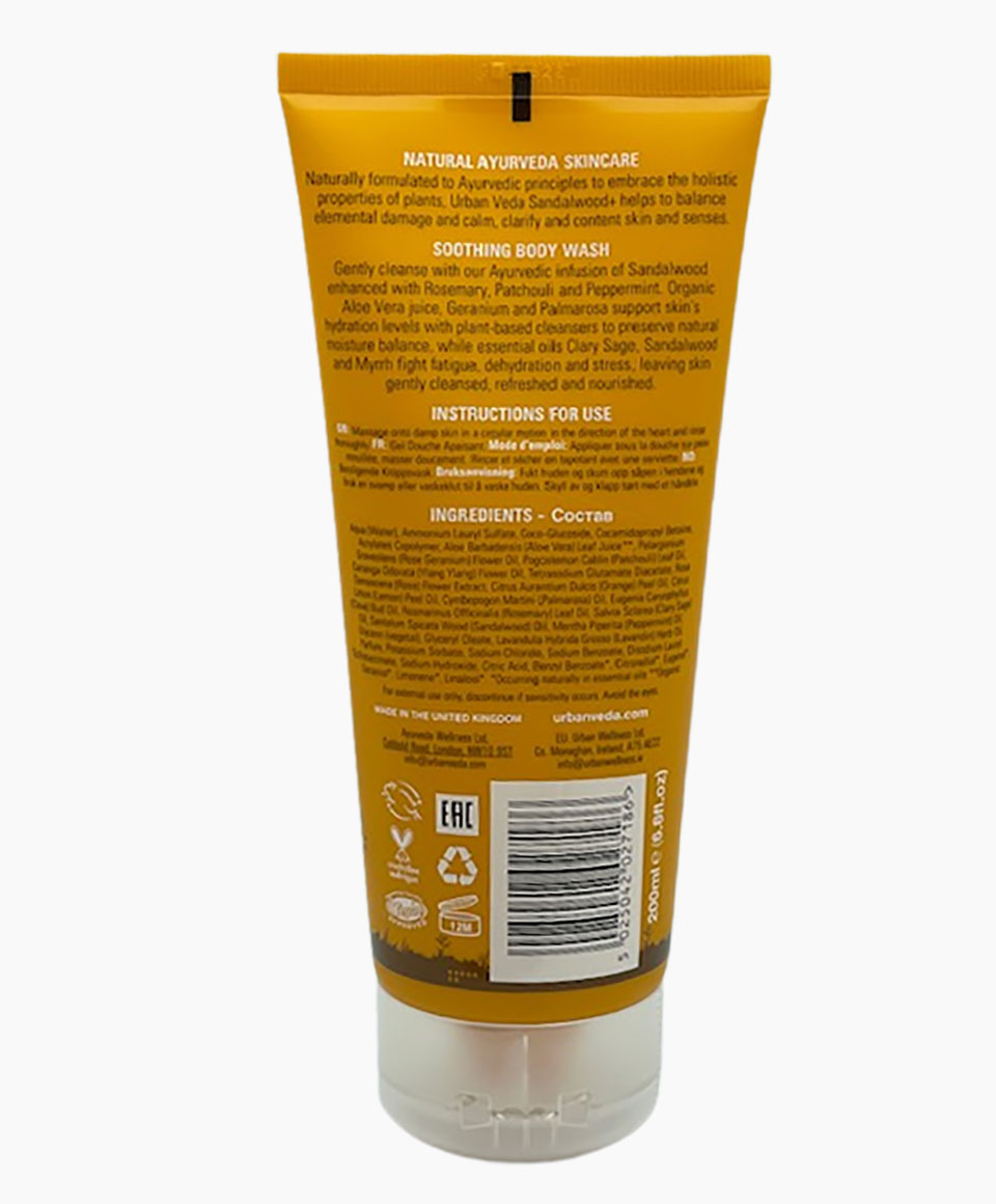 Urban Veda Sandalwood Botanics Soothing Body Wash