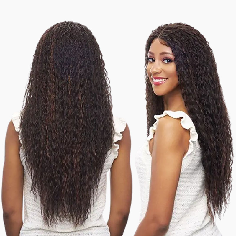 Mist Synthetic Inky Deep Middle Part HD Lace Wig