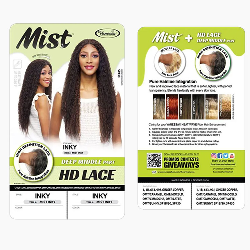 Mist Synthetic Inky Deep Middle Part HD Lace Wig