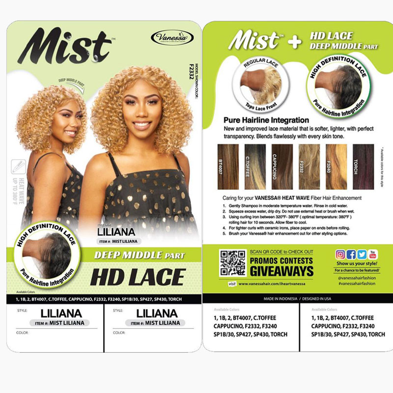 Mist Synthetic Liliana Deep Middle Part HD Lace Wig