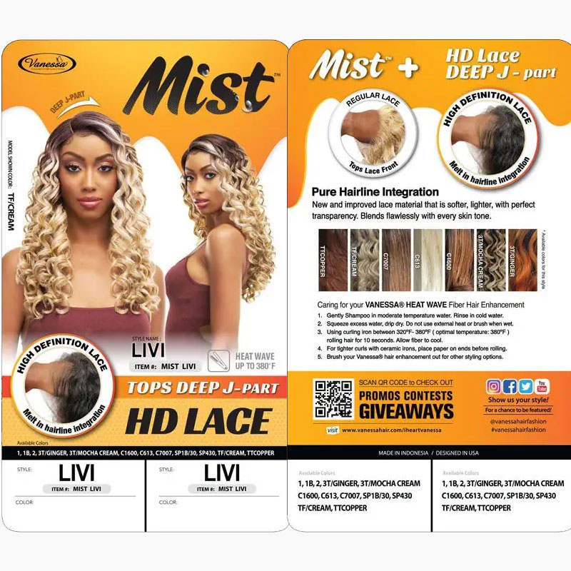 Mist Synthetic Livi Tops Deep J Part HD Lace Wig