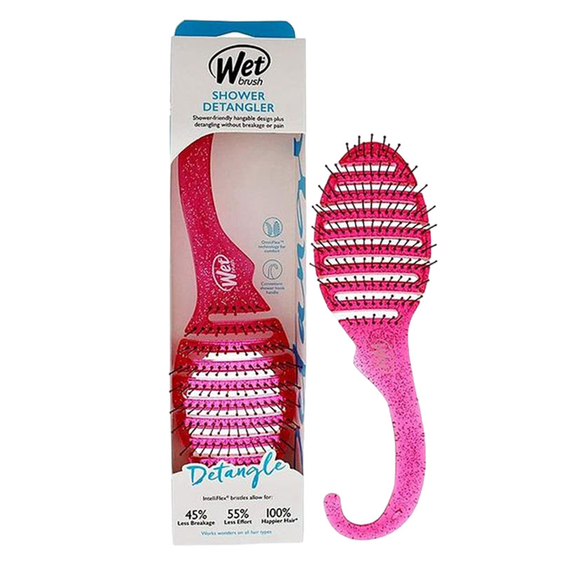 Shower Detangler Brush Pink Glitter