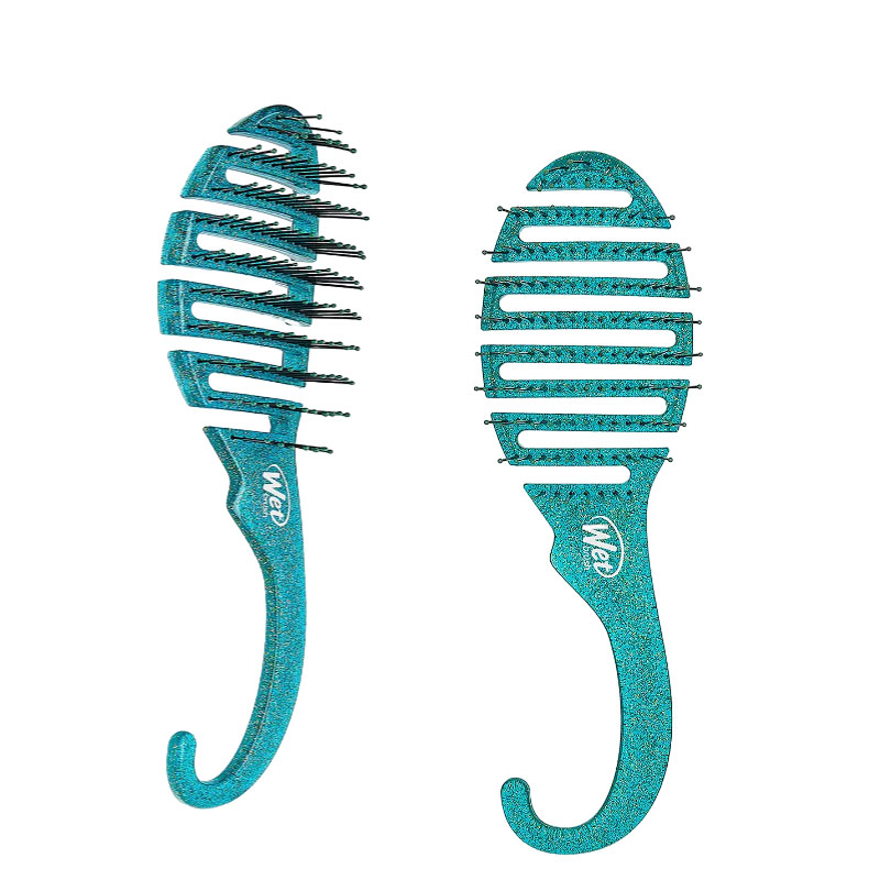 Shower Detangler Brush Teal Glitter