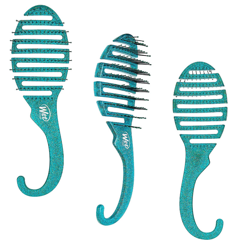 Shower Detangler Brush Teal Glitter