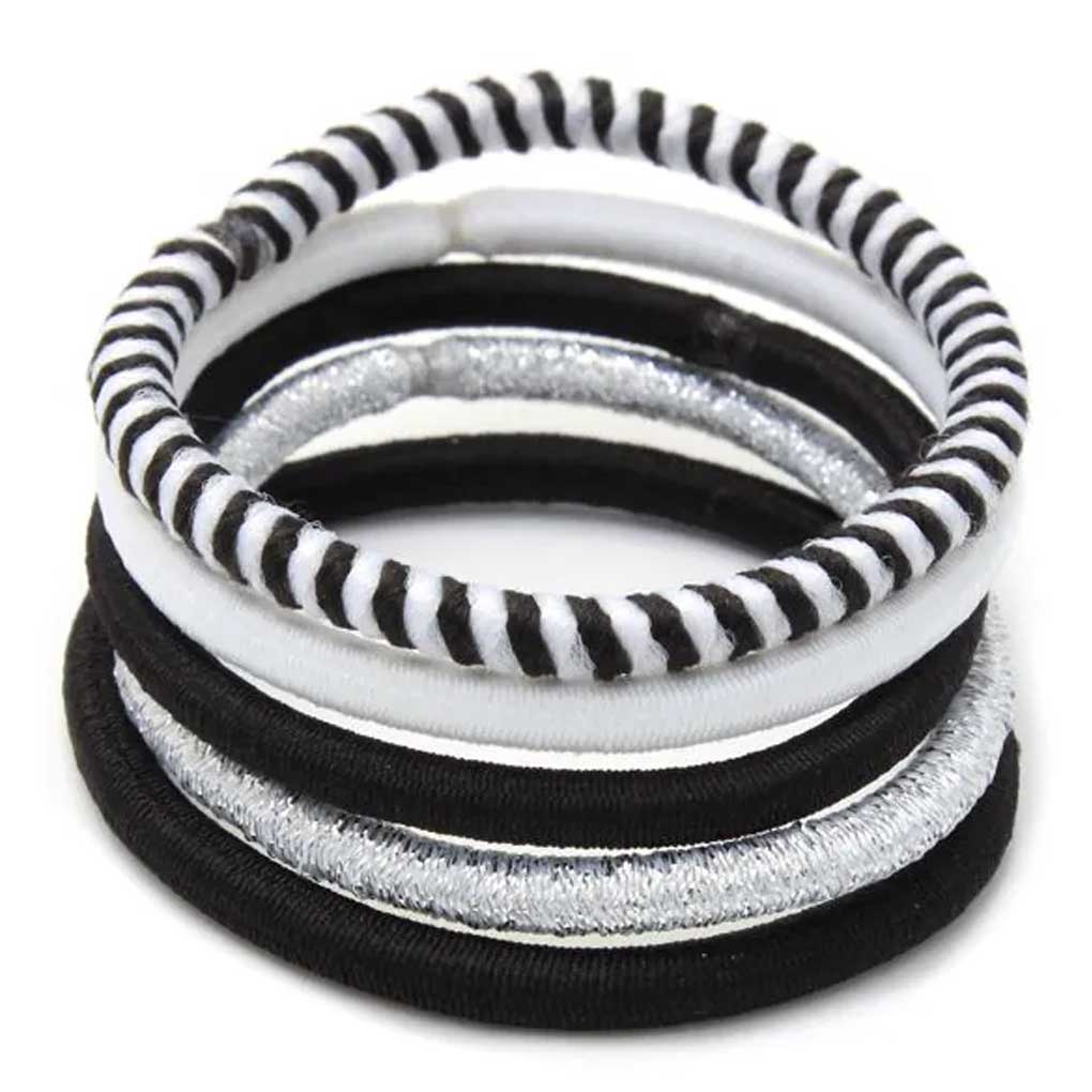 Black And White Elastics And Scrunchie Set 9320