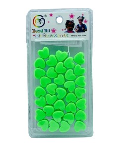 Style Collection Heart Shape Hair Beads BD003 Green