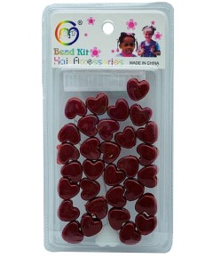 Style Collection Heart Shape Hair Beads BD003 Maroon