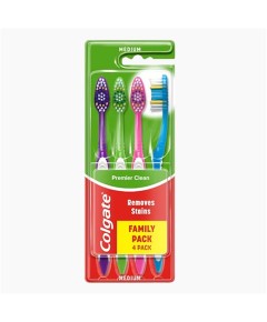 Colgate Premier Clean Toothbrushes 4 Pack Medium