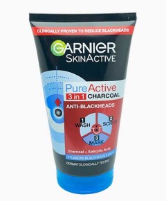 Skin Active Pure Active 3In1 Charcoal Wash