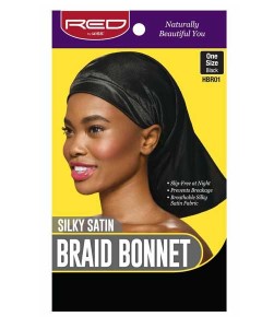 Silky Satin Braid Bonnet Black HBR01