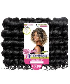 Boho Caribbean X4 Pre Stretched Halo Curl Bundle Braids