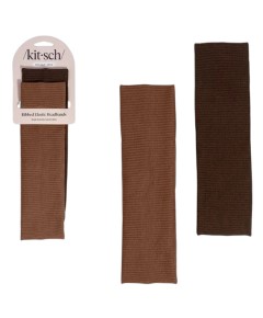 Kitsch Non Slip Ribbed Elastic Headbands Mocha And Chocolate