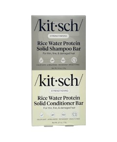 Kitsch Strengthening Rice Water Protein Shampoo And Conditioner Bar Set