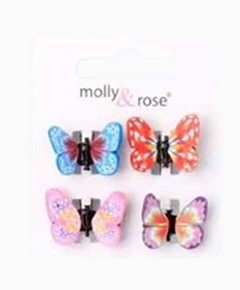 Card Of 4 Fimo Butterfly Mini Clamps 4190