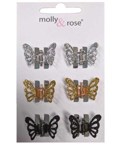 Glitter Butterfly Mini Clamps Assorted 7676