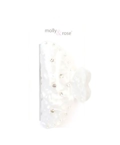 Ivory Pearlescent Clamp With Clear Stones 9692