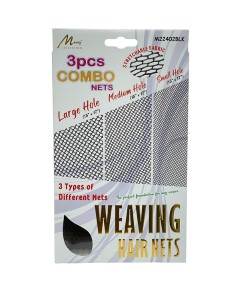 Combo Nets Weaving Hair Nets M22402BLK