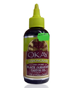 OKAY 100 Percent Pure Black Jamaican Castor Oil With Lemongrass