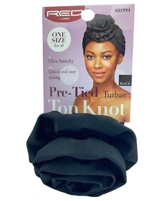 Pre Tied Top Knot Turban HSFP11 Black