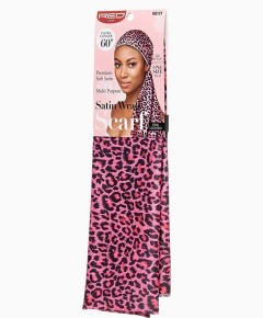 Satin Wrap Multi Purpose Pink Leopard Scarf HQ121