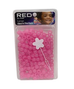 Red Kiss Glow In The Dark Hair Beads HA101