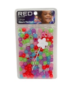 Red Kiss Glow In The Dark Hair Beads HA104