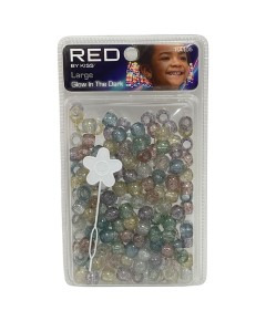 Red Kiss Glow In The Dark Hair Beads HA105