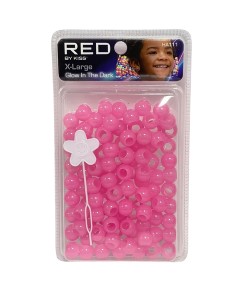 Red Kiss Glow In The Dark Hair Beads HA111