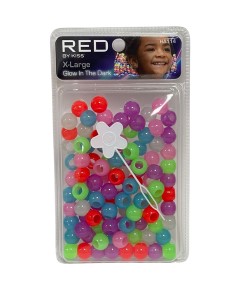 Red Kiss Glow In The Dark Hair Beads HA114