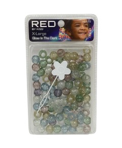 Red Kiss Glow In The Dark Hair Beads HA115