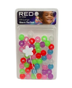 Red Kiss Glow In The Dark Hair Beads HA121