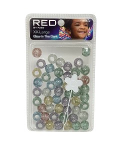 Red Kiss Glow In The Dark Hair Beads HA122