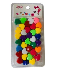 Style Collection Heart Shape Hair Beads BD003 Dark Multi