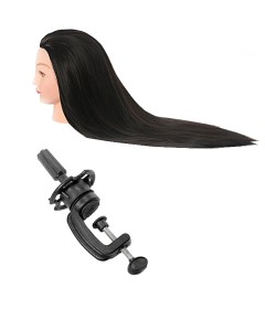 Synthetic Silky Hair Training Head With Clamps