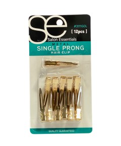 Salon Essentials Metal Single Prong Hair Clip 3111GOL