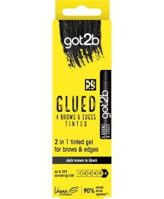 Got2b 2 In 1 Glued  Brows And Edges Tinted Gel Dark Brown To Black